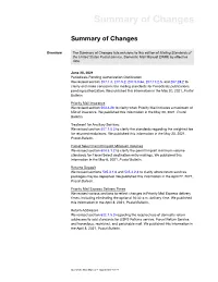 DMM Summary of Changes