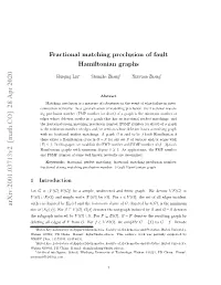 Fractional Matching Preclusion of Fault Hamiltonian Graphs