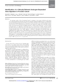 Identification of a Clinically Relevant Androgen-Dependent Gene Signature in Prostate Cancer