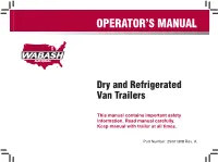 Operator's Manual: Dry and Refrigerated Trailers