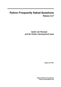 Python Frequently Asked Questions Release 3.9.7