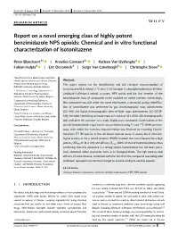 Report on a Novel Emerging Class of Highly Potent Benzimidazole NPS Opioids: Chemical and in Vitro Functional Characterization of Isotonitazene