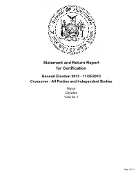 Statement and Return Report for Certification