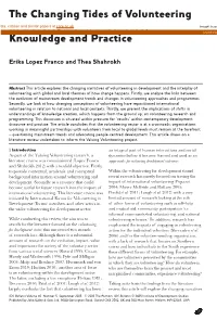 The Changing Tides of Volunteering in Development: Discourse, Knowledge and Practice