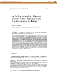 A Prolog Technology Theorem Prover: a New Exposition and Implementation in Prolog*