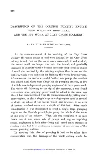 Description of the Cornish Pumping Engine with Wrought Iron Beam and the Pit Work at Clay Cross Colliery