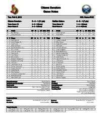 Ottawa Senators Game Notes