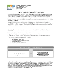 Program Exception Application Instructions