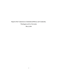 Report of the Commission on Institutional History and Community