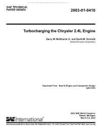 2003-01-0410 Turbocharging the Chrysler 2.4L Engine