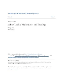 A Brief Look at Mathematics and Theology Philip J