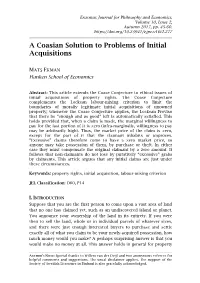 A Coasian Solution to Problems of Initial Acquisitions