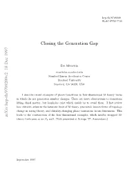 Closing the Generation