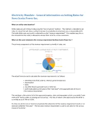 General Information on Setting Rates for Nova Scotia Power Inc