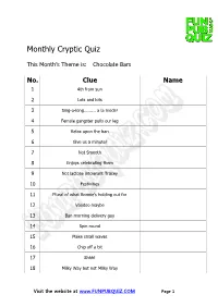 Monthly Cryptic Quiz