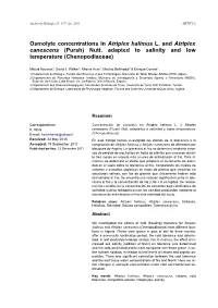 Osmolyte Concentrations in Atriplex Halimus L