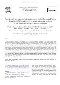 VPR) Model of the Structure of Mental Abilities in the Minnesota Study of Twins Reared Apart ⁎ Wendy Johnson A, , Thomas J