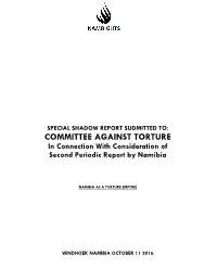COMMITTEE AGAINST TORTURE in Connection with Consideration of Second Periodic Report by Namibia