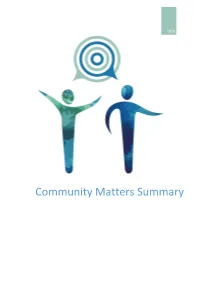 Community Matters Summary Contents Background and Context