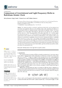 Comparison of Gravitational and Light Frequency Shifts in Rubidium Atomic Clock