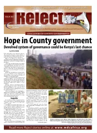Devolved System of Governance Could Be Kenya's Last Chance