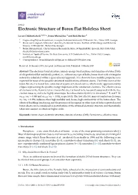 Electronic Structure of Boron Flat Holeless Sheet