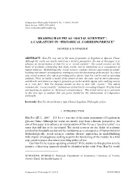Reading Han Fei As “Social Scientist”: a Case-Study in “Historical Correspondence”