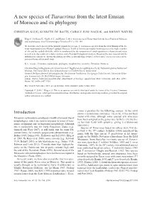 A New Species of Tiaracrinus from the Latest Emsian of Morocco and Its Phylogeny
