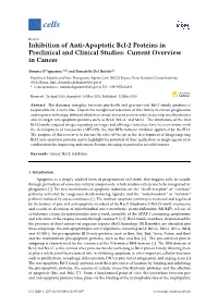 Inhibition of Anti-Apoptotic Bcl-2 Proteins in Preclinical and Clinical Studies: Current Overview in Cancer