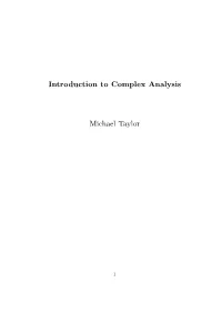 Introduction to Complex Analysis Michael Taylor