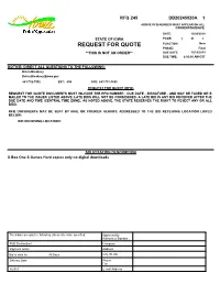 REQUEST for QUOTE FUNCTION: New PHASE: Final **THIS IS NOT an ORDER** DUE DATE: 12/18/2019 DUE TIME: 8:00:00 AM CST