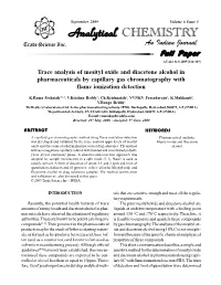Trace Analysis of Mesityl Oxide and Diacetone Alcohol in Pharmaceuticals by Capillary Gas Chromatography with Flame Ionization Detection
