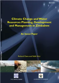 ZIMBABWE Climate Change and Water Resources Planning, Development and Management in Zimbabwe