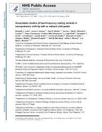 Association Studies of Low-Frequency Coding Variants in Nonsyndromic Cleft Lip with Or Without Cleft Palate