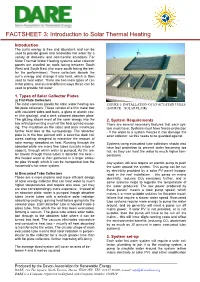 FACTSHEET 3: Introduction to Solar Thermal Heating
