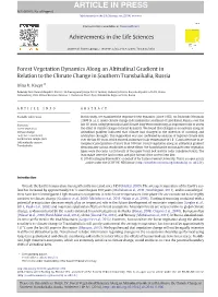 Forest Vegetation Dynamics Along an Altitudinal Gradient in Relation to the Climate Change in Southern Transbaikalia, Russia