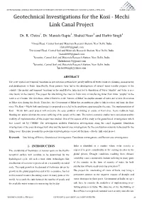 Geotechnical Investigations for the Kosi - Mechi Link Canal Project