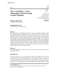 On the Advantages of Interviewing Couples Together