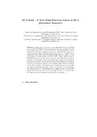 RC4-Hash : a New Hash Function Based on RC4 (Extended Abstract)