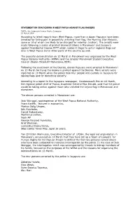 Statement on Crackdown in West Papua Against Flag