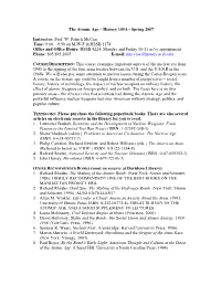 The Atomic Age – History 105A - Spring 2007