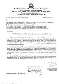 Zone Wise List of Officers Not Registered in APAR Module