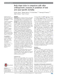 Body Shape Index in Comparison with Other Anthropometric Measures In