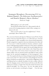 Decentering 9/11 in Mohsin Hamid's the Reluctant Fundamentalist And