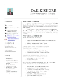 Dr.K.KISHORE ASSISTANT PROFESSOR of COMMERCE