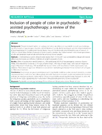 Inclusion of People of Color in Psychedelic-Assisted Psychotherapy