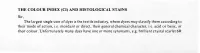 THE COLOUR INDEX (CI) and HISTOLOGICAL STAINS Sir, The