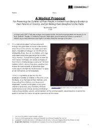 Commonlit | a Modest Proposal