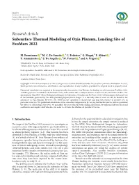 Research Article Subsurface Thermal Modeling of Oxia Planum, Landing Site of Exomars 2022