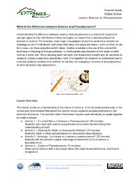 ​Teacher Guide Middle School Lesson: Science Vs. Pseudoscience